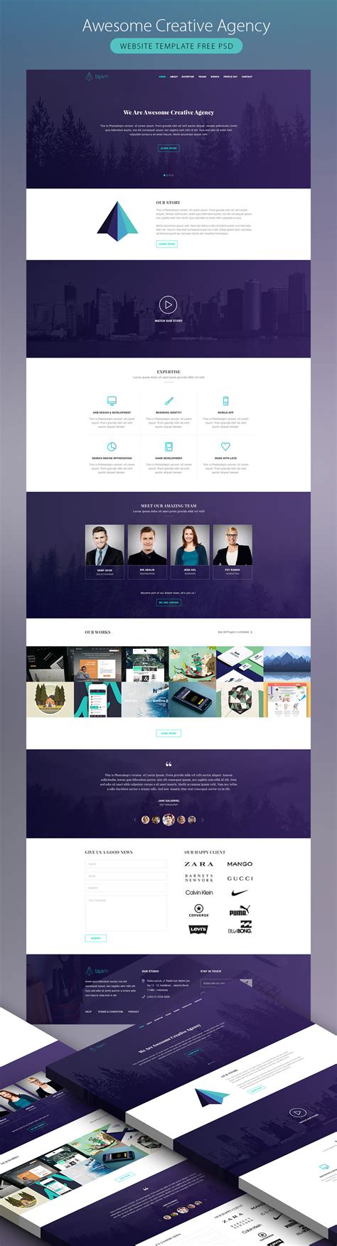 Creative Design Agencies Website Template Free PSD Download PSD