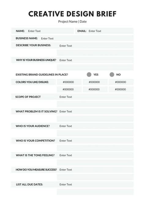Creative Design Brief Project Name Date Enter Text Enter Text Nam