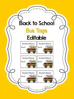 Creative Lesson Cafe Back To School Freebies Bus Tags Creative Lessons Magic School Bus