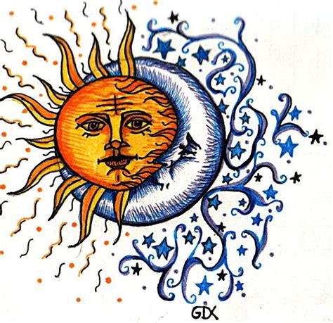 Creative Sun And Moon Drawing