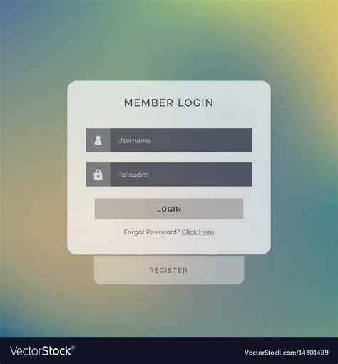 Creative member login box interface design on Vector Image