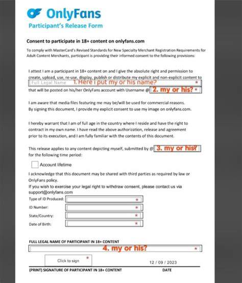 Creator Release Form Onlyfans Onlyfans