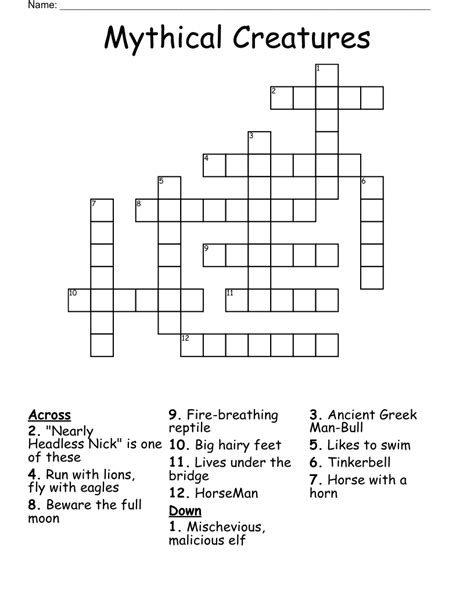 Creatures crossword clue 6 letters. The Crossword Solver found 30 answers to "Folklore creatures", 6 letters crossword clue. The Crossword Solver finds answers to classic crosswords and cryptic crossword puzzles. Enter the length or pattern for better results. Click the answer to find similar crossword clues . Enter a Crossword Clue. 