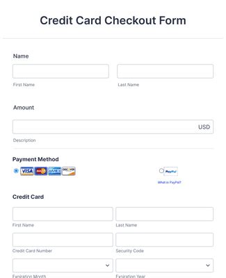 Credit Card Checkout Form Fribly
