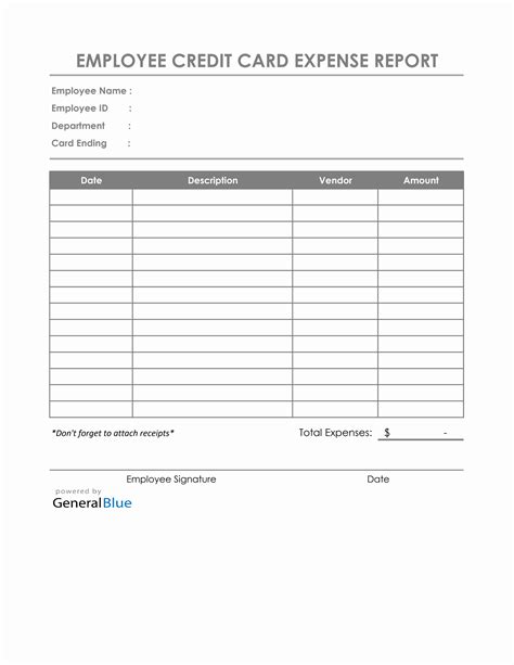 Credit Card Expense Form Excel Templates