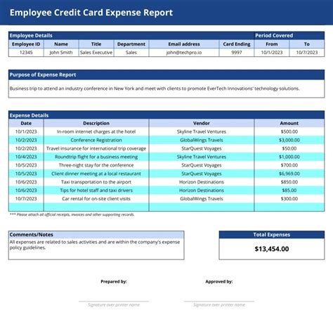 Credit Card Expense Report Template Excel Templates