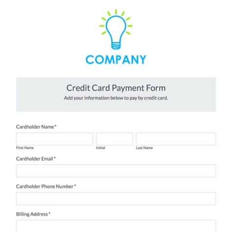 Credit Card Payment Form Template Formplus
