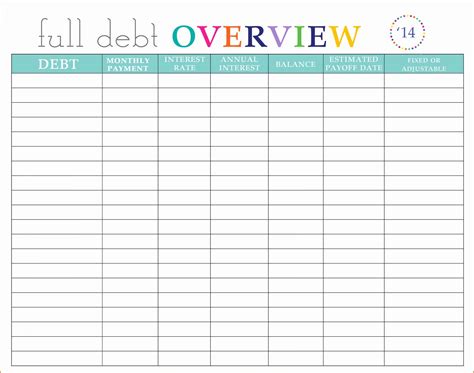 Credit Card Spreadsheet Template Free
