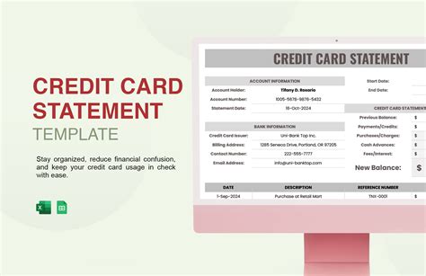 Credit Card Statement Template Excel Sample Professional Templates
