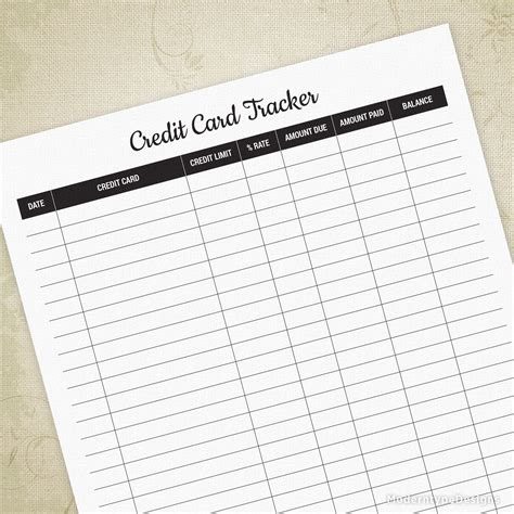 Credit Card Tracking Template