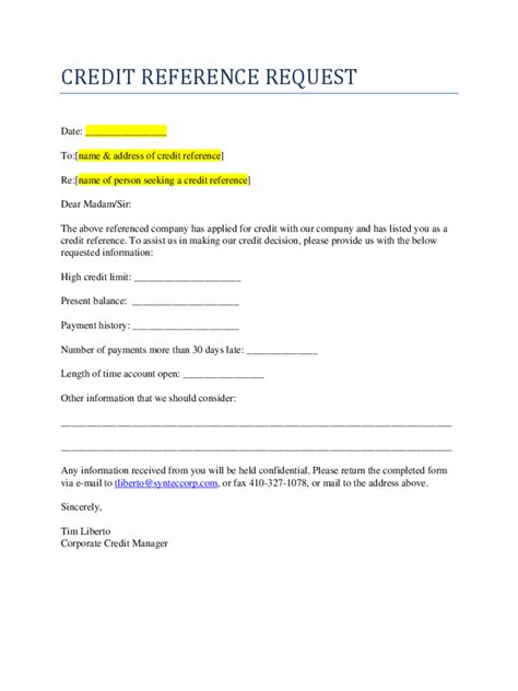 Credit Reference Form 2 Free Templates In Pdf Word Excel Download