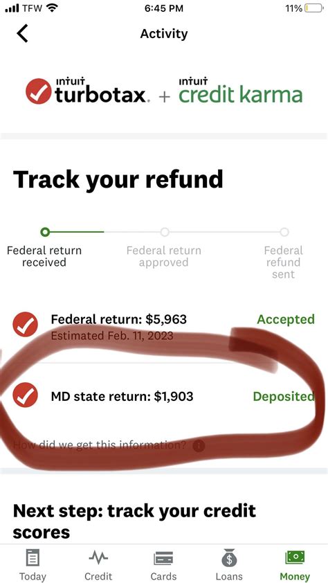 Also, after filing with TurboTax, you could get your refund up to 5 days early 3 and can use the Credit Karma refund tracker to see when your federal refund is expected to hit your account. Not expecting a refund? Getting a Credit Karma Money™ Spend account still provides plenty of perks you can enjoy.. 