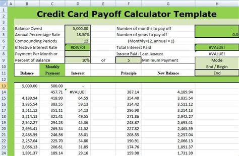 CreditCardDebtPayoffSpreadsheet ExcelTemplate