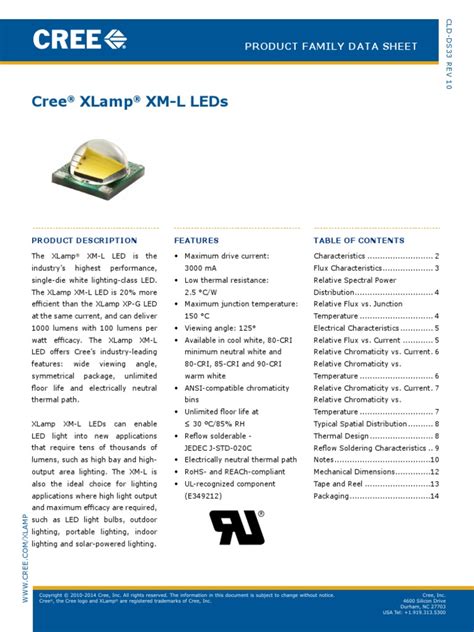 Cree LED Data Sheet Soldering Printed Circuit Board Free 30day