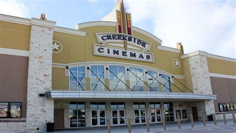 Creekside theater. Stars & Stripes Drive-In Theatre (10.2 mi) EVO Entertainment Group Creekside 14 (11.3 mi) EVO Entertainment Kyle Crossing (13.5 mi) Santikos New Braunfels (14.1 mi) Hometown Cinemas - King Ranger 9 (19.4 mi) 