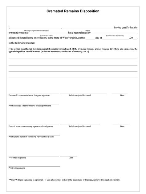 Cremation receipt.  Undersigned hereby assumes full responsibility and liabil...