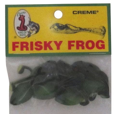 Creme Lure Frisky Frog, Black/Chartreuse, 7-Pack