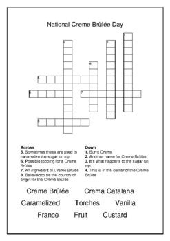 Creme brulee cousin crossword clue. Creme brulee ingredient. Today's crossword puzzle clue is a quick one: Creme brulee ingredient. We will try to find the right answer to this particular crossword clue. Here are the possible solutions for "Creme brulee ingredient" clue. It was last seen in Daily quick crossword. We have 1 possible answer in our database. 