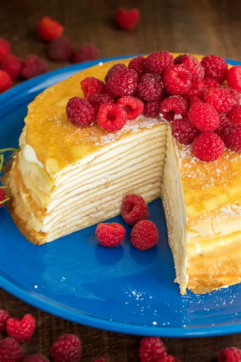 Crepe cake. Let sit for 15 minutes. When ready to make crepes, heat a 10 inch non-stick skillet over medium heat. Melt a dab of butter in pan, and pour in about 3 tablespoons batter, tilting the pan so that the batter covers the surface entirely. Let cook for 2-3 minutes, until you see bubbles and the edges flare a bit. 