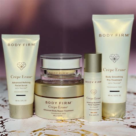 Crepe erase com. ABOUT US. Body Firm ® is a body-first brand made for every kind of body.. Here, anti-aging body skincare isn't an afterthought or an add-on to an existing product assortment. Body Firm ® provides clinically tested treatments that deliver transformative results — the results you've come to expect for your face, for the rest of your body. 