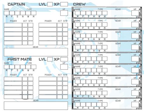 Crew Sheet r/stargrave