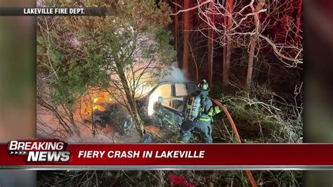 Crews battle fiery crash in Lakeville