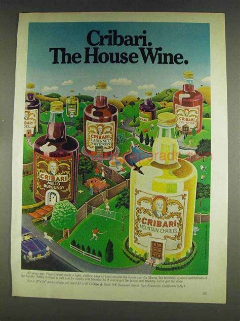 Cribari Wine Magazine 1978 Print Ad The House Wine Full Color