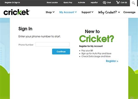 Cricket Wireless Home Page; Help. Sign In. Online Account; Pay My Bill; Auto Pay; Billing History; Usage; Plan & Services ; Account Settings; Track My order; Activate My Device .... 