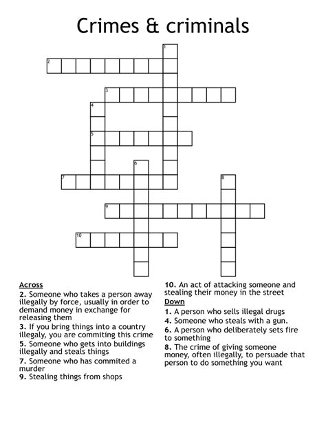 Crime - 22 answers Crossword Clues