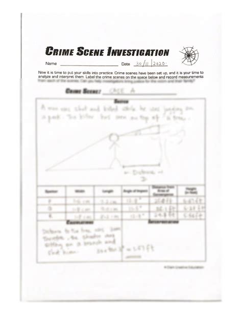 Crime Scene Investigation Math Worksheet Answers