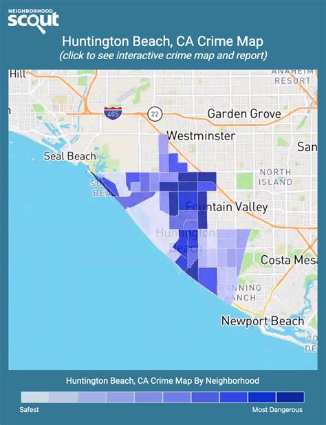 The violent crime rate of Huntington Beach is 37% lower than national average. While the property crime rate of Huntington Beach is 0% lower than national average. You have 1 in 405 chance of being victim of violent crime.. 