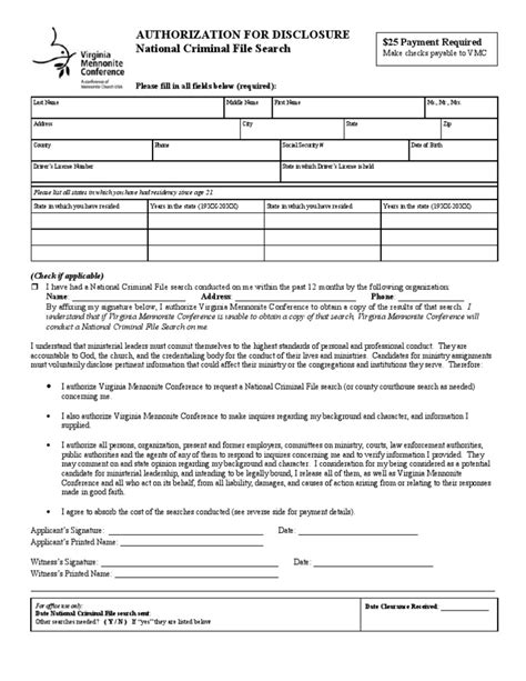 Criminal Background Check Form Cheque Background Check
