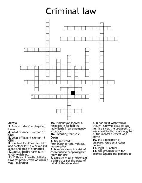 Criminal Patterns For Short Crossword