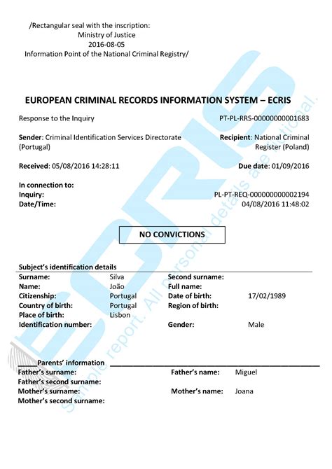 Criminal record certificate.  The Criminal Records, Statistics and Operational Rec...