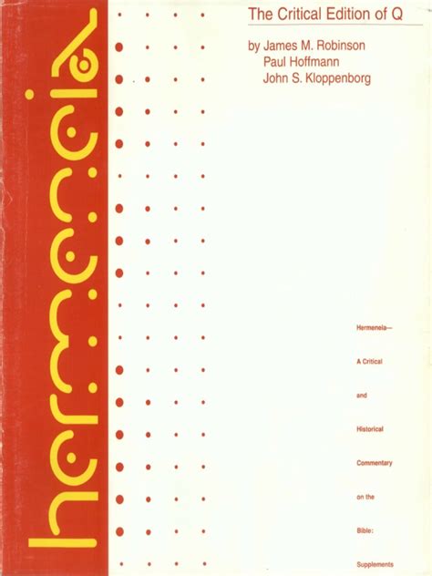 Critical Edition Of Q