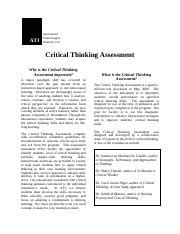 Critical Thinking ATI test - Critical Thinking ATI test... - Course Hero