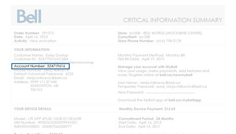 Critical information summary bell.  From Bell: The temporary phone number ...