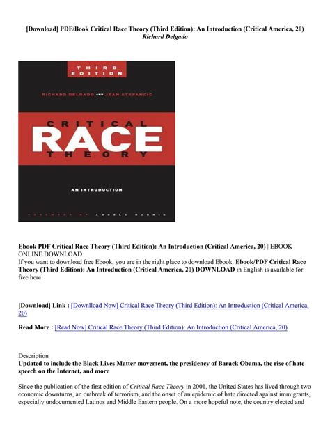 Read Online Critical Race Theory Third Edition An Introduction By Richard Delgado