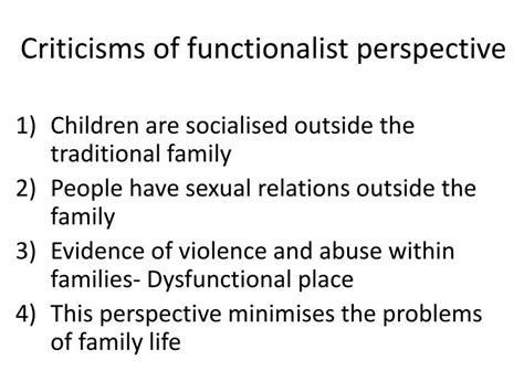 Criticisms of functionalist views of the family