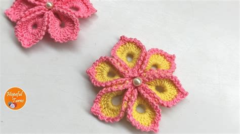 Crochet 3D Flower Tutorial Hopeful Turns YouTube