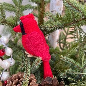 Crochet Cardinal Red Bird PATTERN Tutorial PDF Christmas Tree Ornament