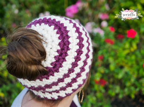 Crochet Hat Messy Bun