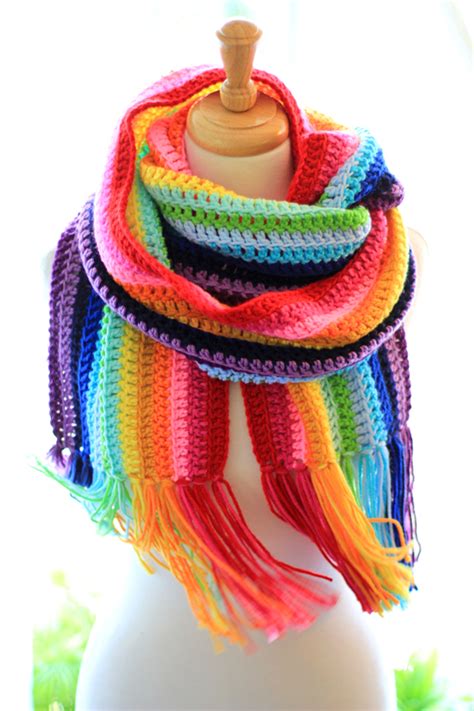 Crochet Rainbow Scarf