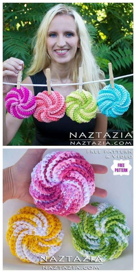 Crochet Spiral Scrubbies Free PatternVideo Tutorial Scrubbies
