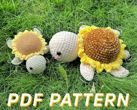 Crochet Sunflower Turtle Pattern Turtle Crochet Patterns Etsy