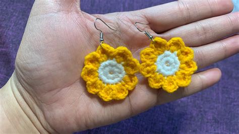 Crochet Tutorial How To Dangle Flower Earrings YouTube