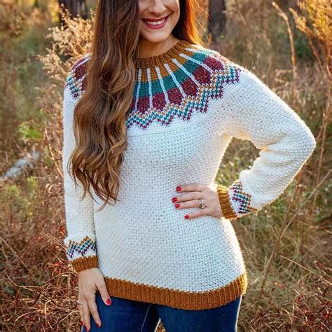 Crochet fair isle sweater pattern.  This is a technique that creates patterns using mu...