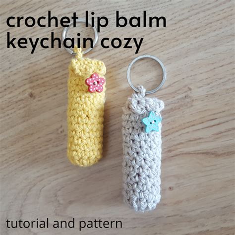 Crochet lip balm keychain cozy tutorial and pattern Keeping it Real