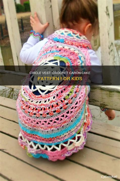 Crochet red circle vest pattern. .  By wrapping a Caron cake yarn arou...