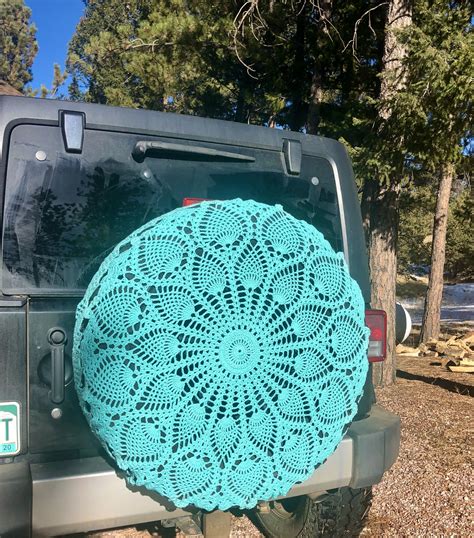 Colorful Crochet Granny Circle Car Spare Tire Tyre Cover. (351) $95.00. FREE shipping. READY TO SHIP! Flower Power Colorful Crochet Circle Car Spare Tire Tyre Cover. (351) $75.00. FREE shipping.